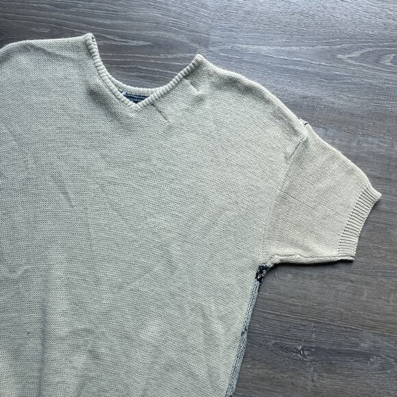 Vintage 80's Knit Sweater Top / Sz Medium / Retro New Wave / Geometric Art - Picture 5 of 7